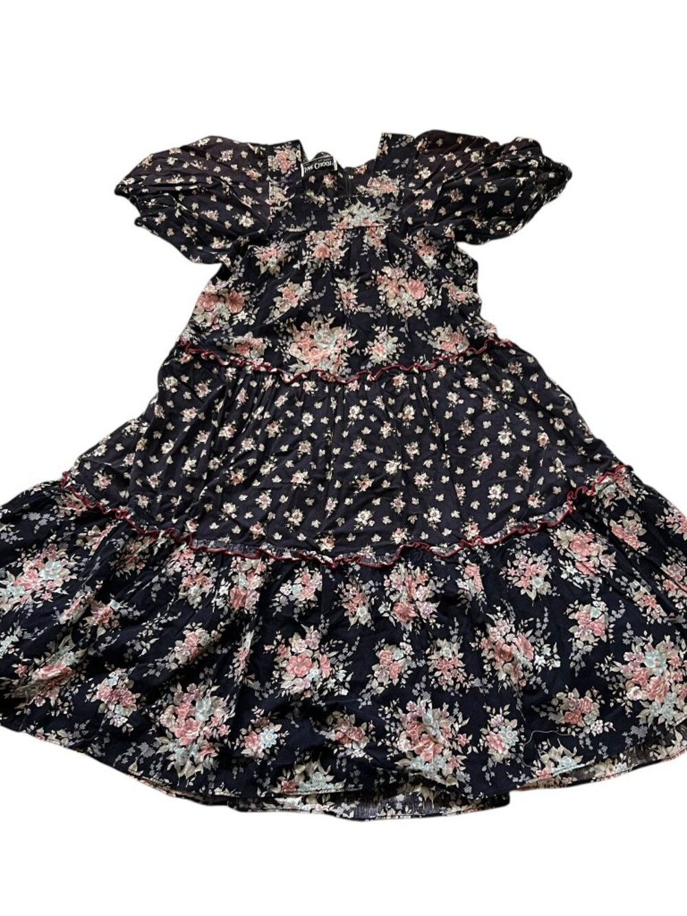 Vintage 90s Just Choon dress short puff sleeve navy blue floral XS